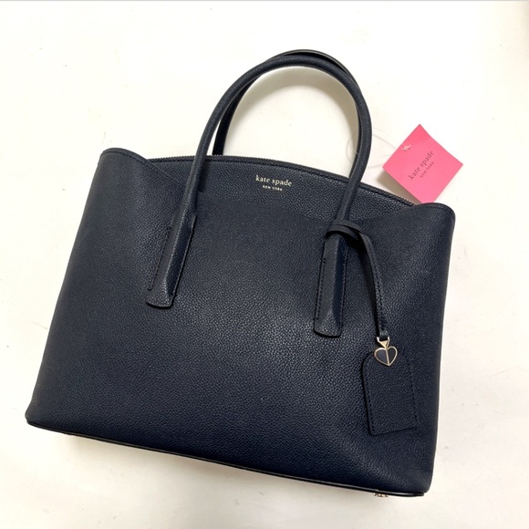 NWT $360 Kate Spade Margaux Large Satchel Bag Blazer Blue Navy Pebbled Leather - Picture 5 of 10